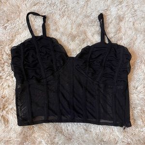 Tiger Mist Small Crop Corset Style Mesh Blouse/Tank